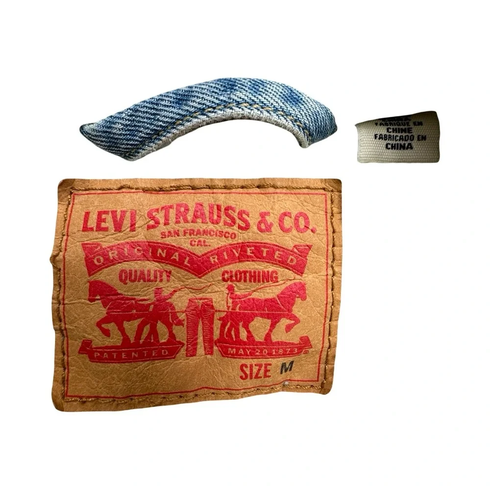 Levi's Trucker Jacket Mens M Light Blue Sherpa Lined Denim Type 3 Button Up Coat - Picture 7 of 12